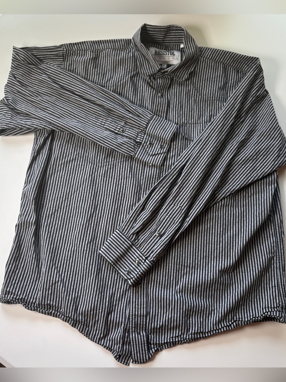 Resistol Ranch Western Snap Shirt Striped Cowboy Coastal Cowboy Rockabilly XL.